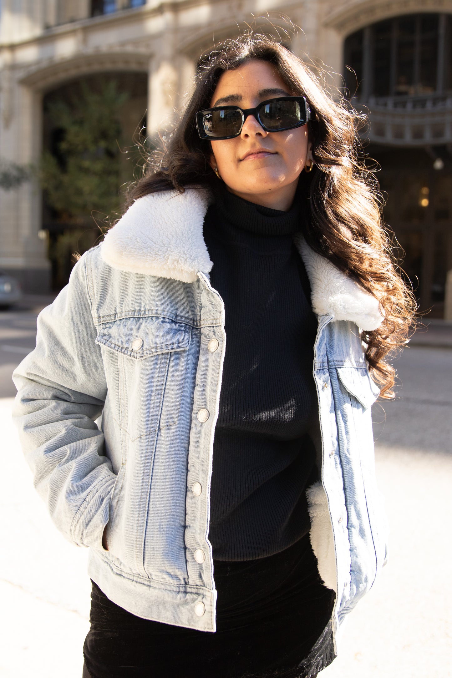 Light Arctic Oversized Sherpa Trucker Jacket