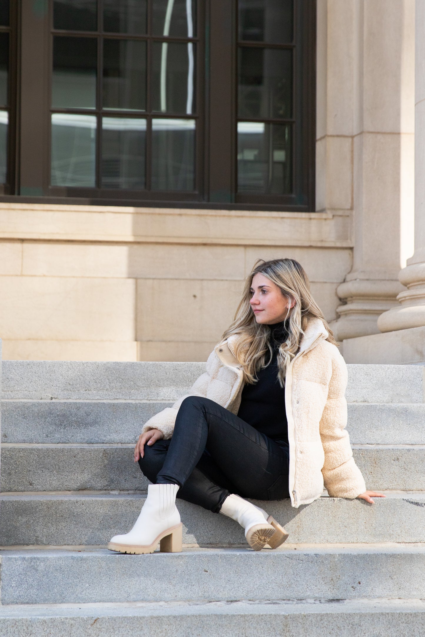 Faux Shearling Coat in Ivory
