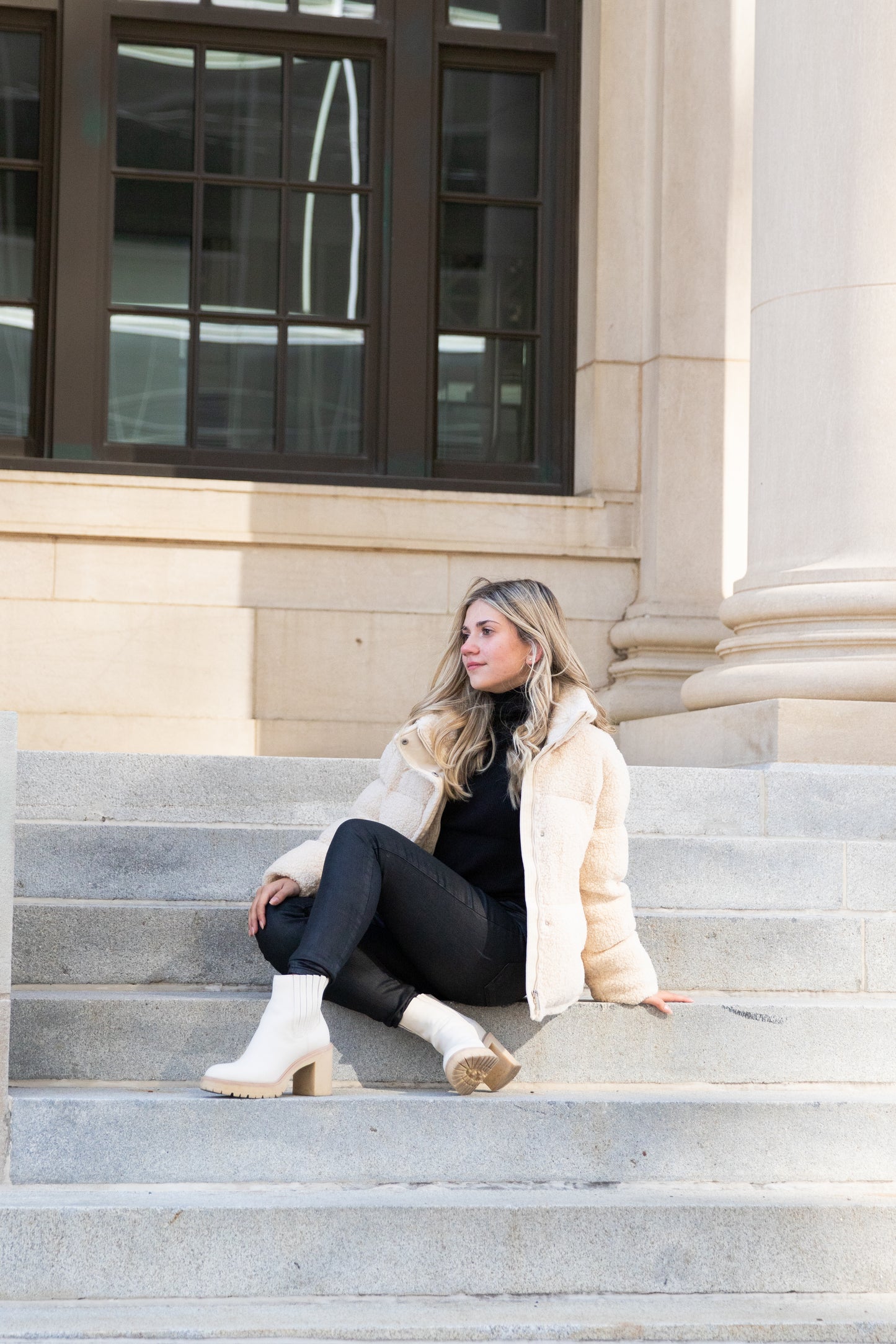 Faux Shearling Coat in Ivory