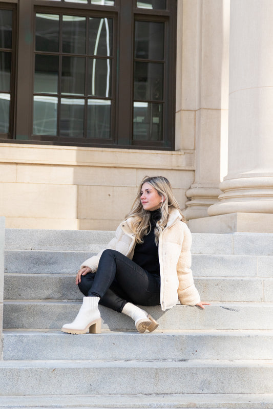 Faux Shearling Coat in Ivory - Shop Wild Ivy