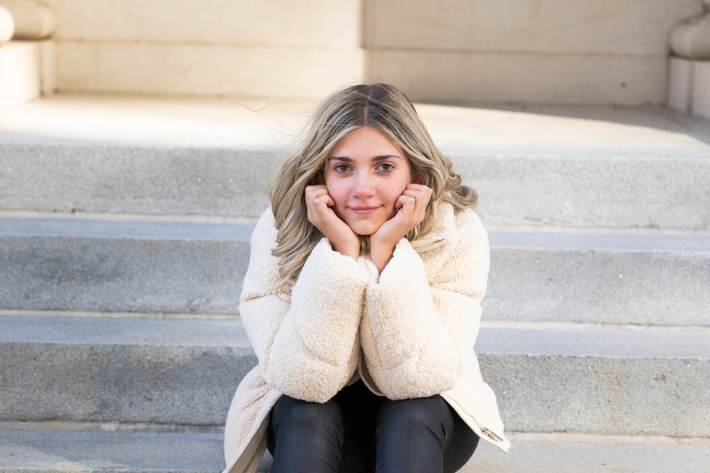 Faux Shearling Coat in Ivory