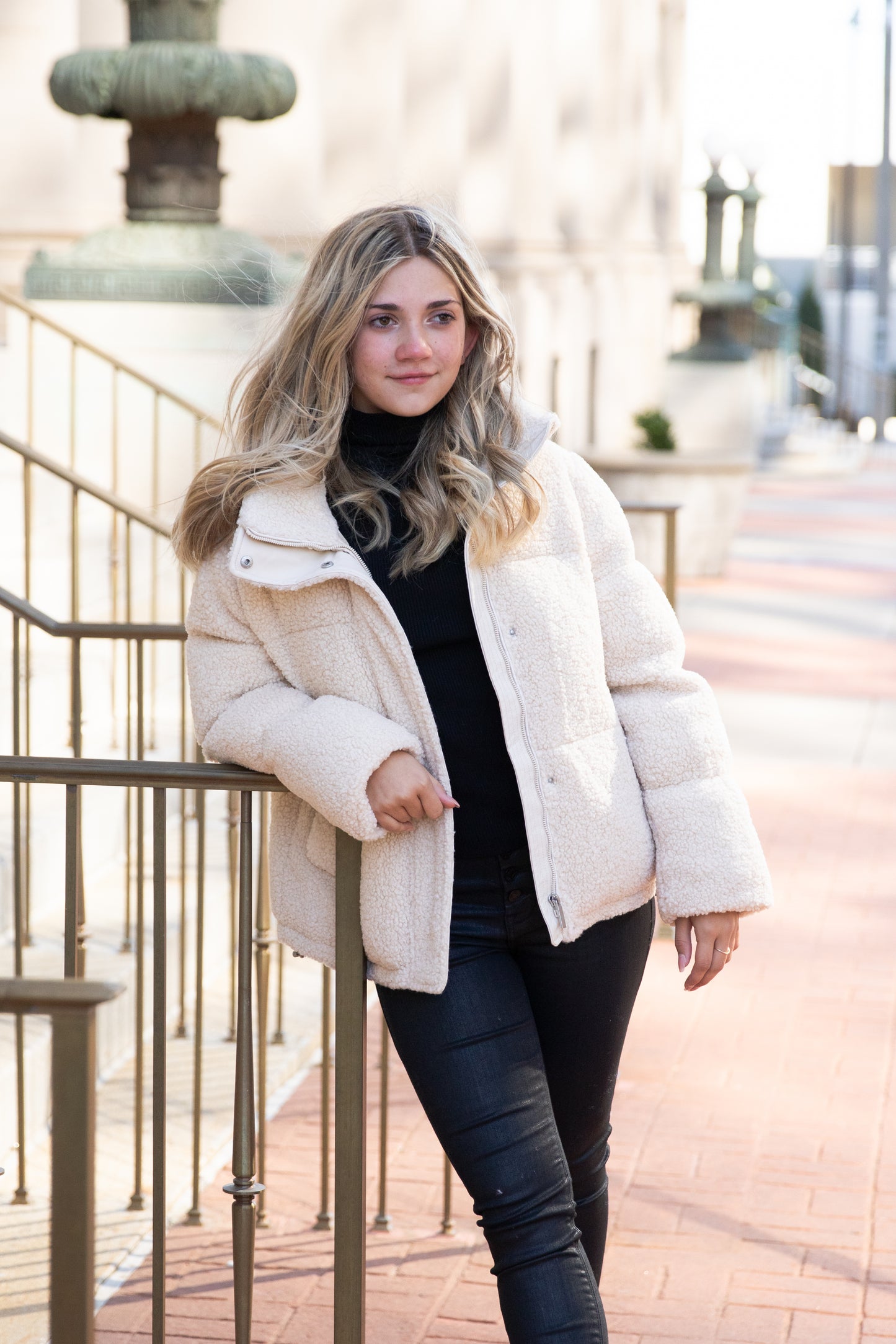Faux Shearling Coat in Ivory