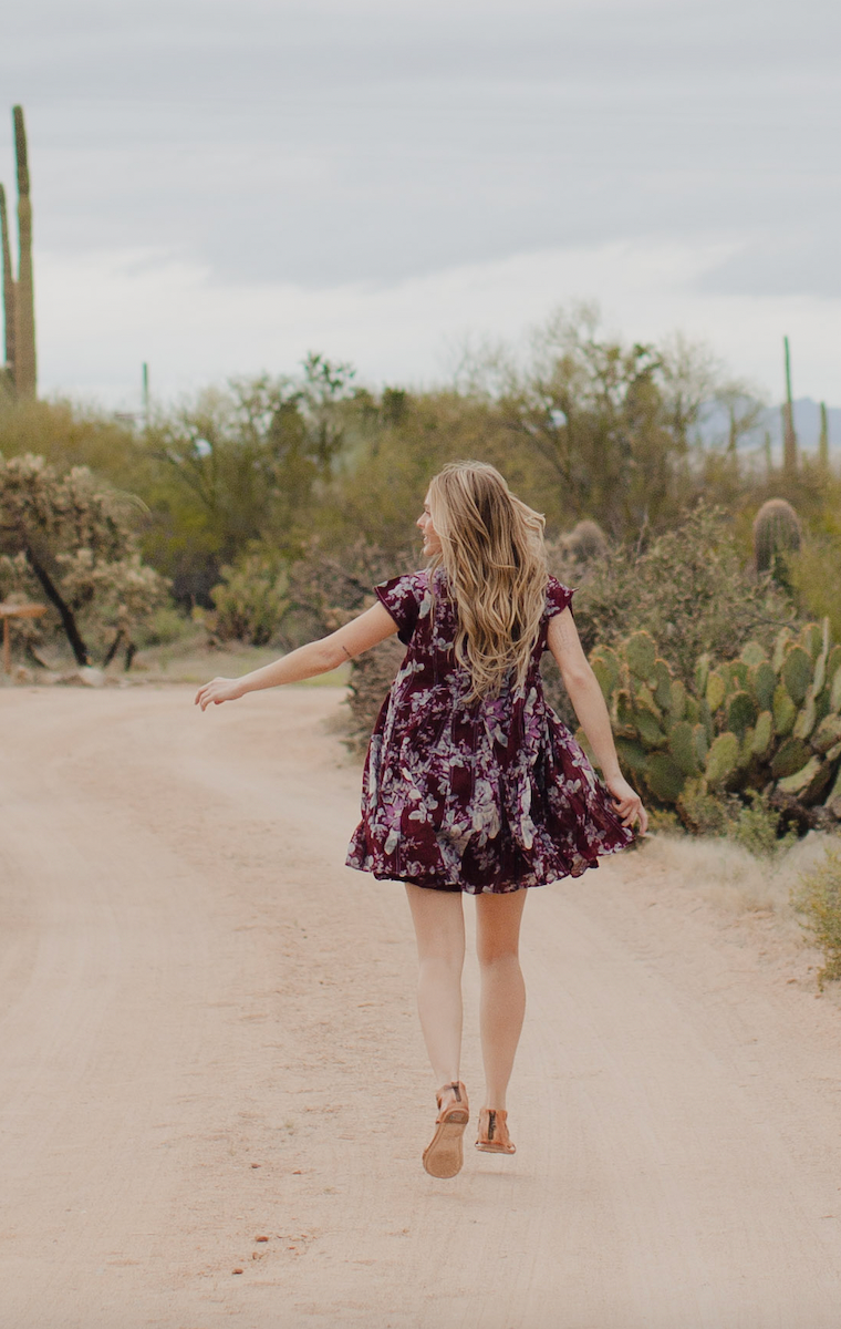 floral free people dress in purple