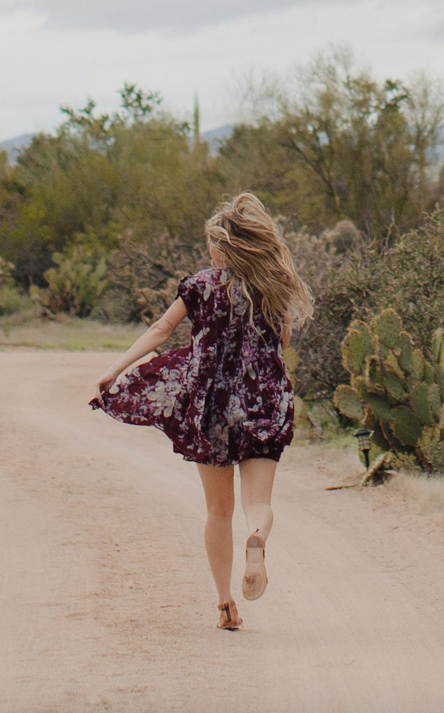 floral free people dress in purple