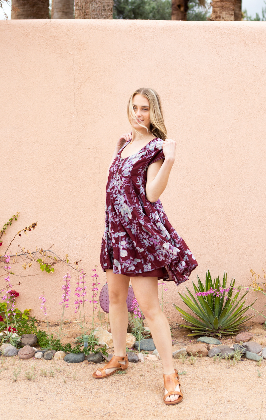 floral free people dress in purple