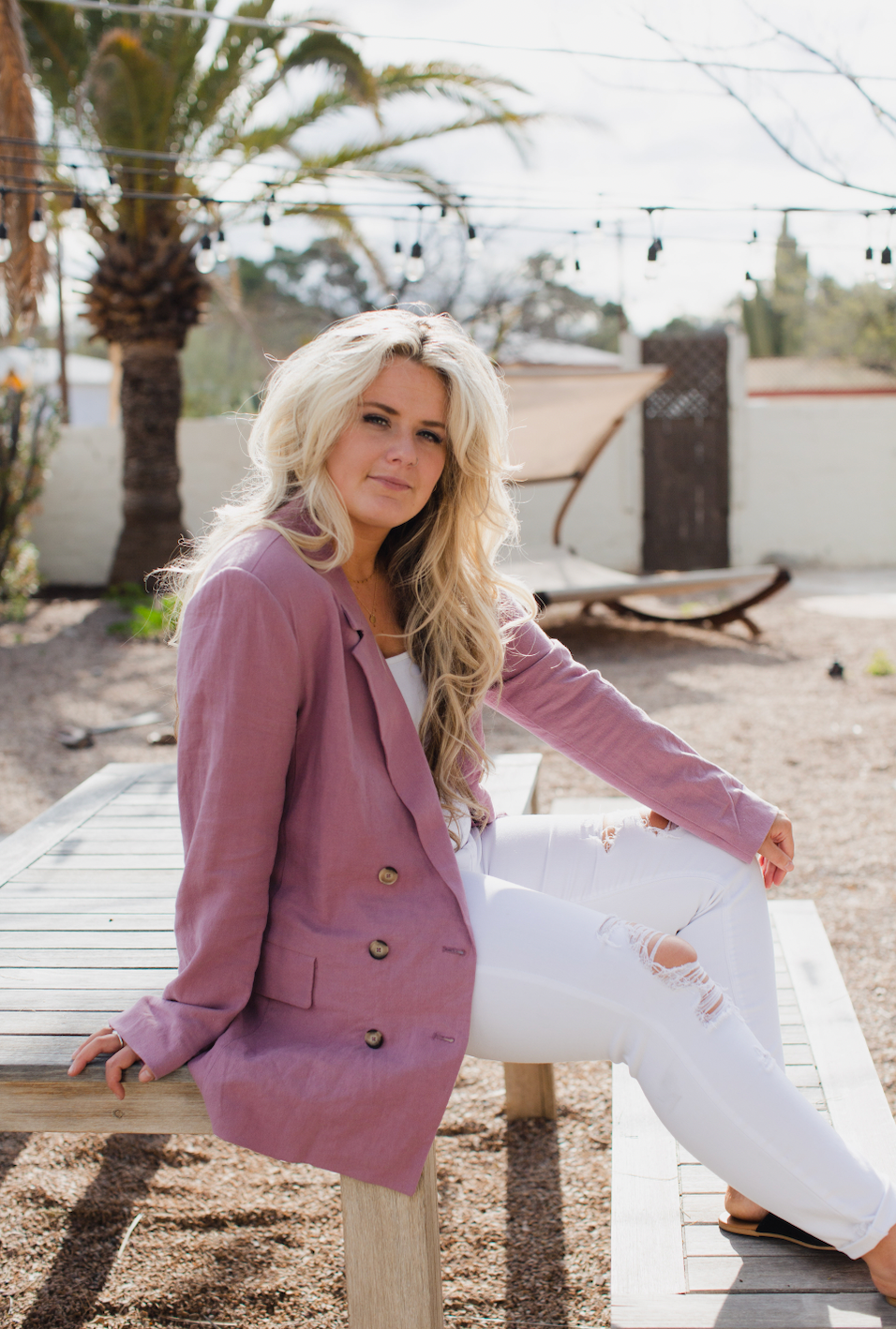 free people oversized purple blazer
