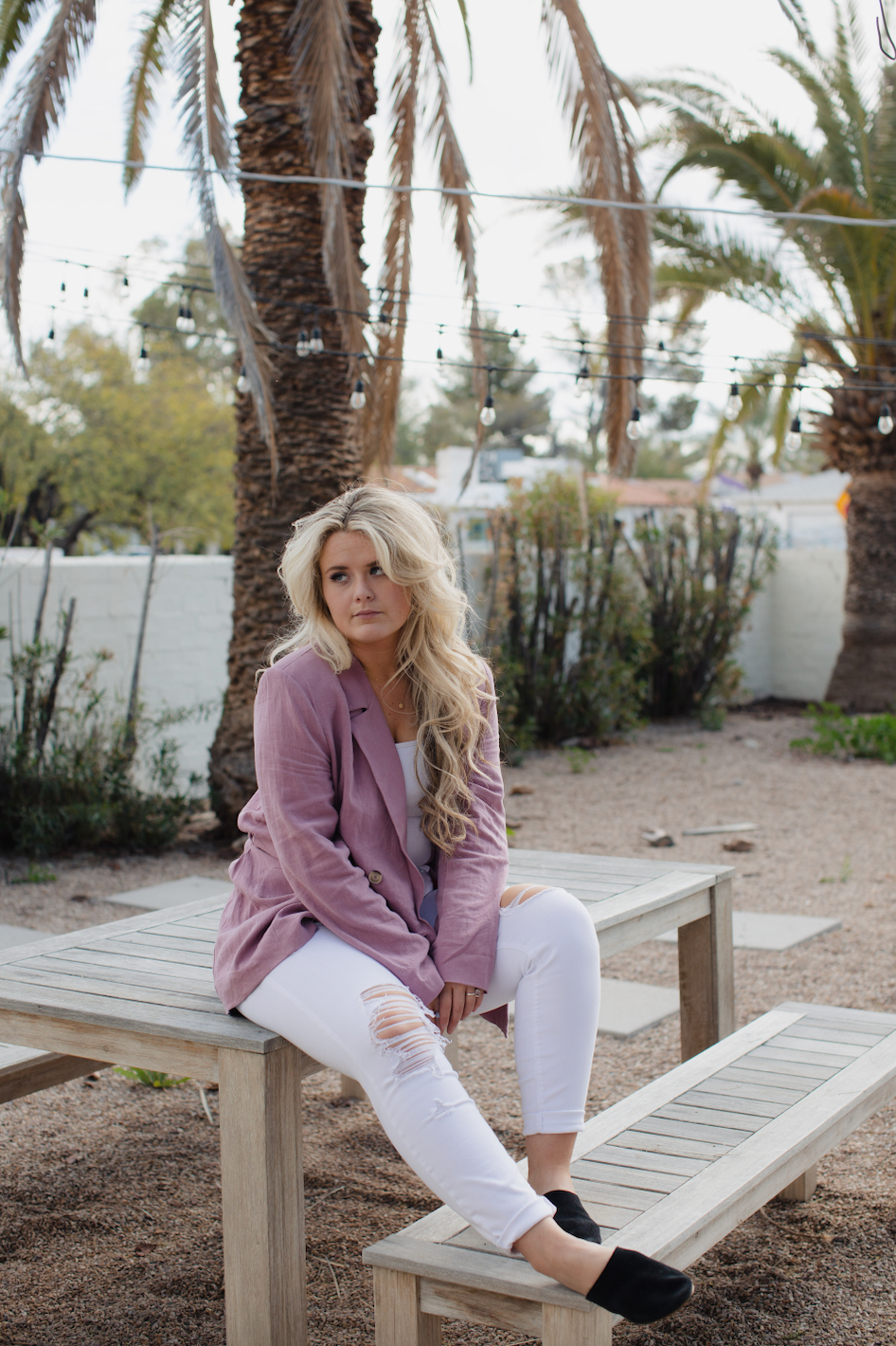 free people oversized purple blazer