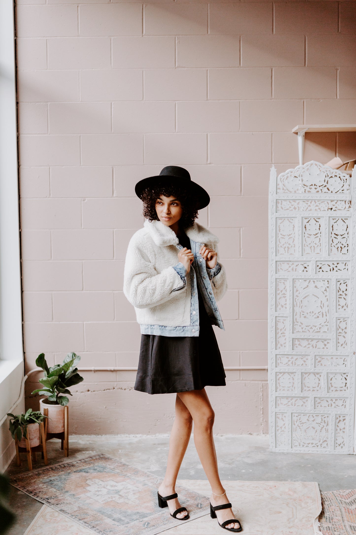 reversible denim jacket with sherpa lining