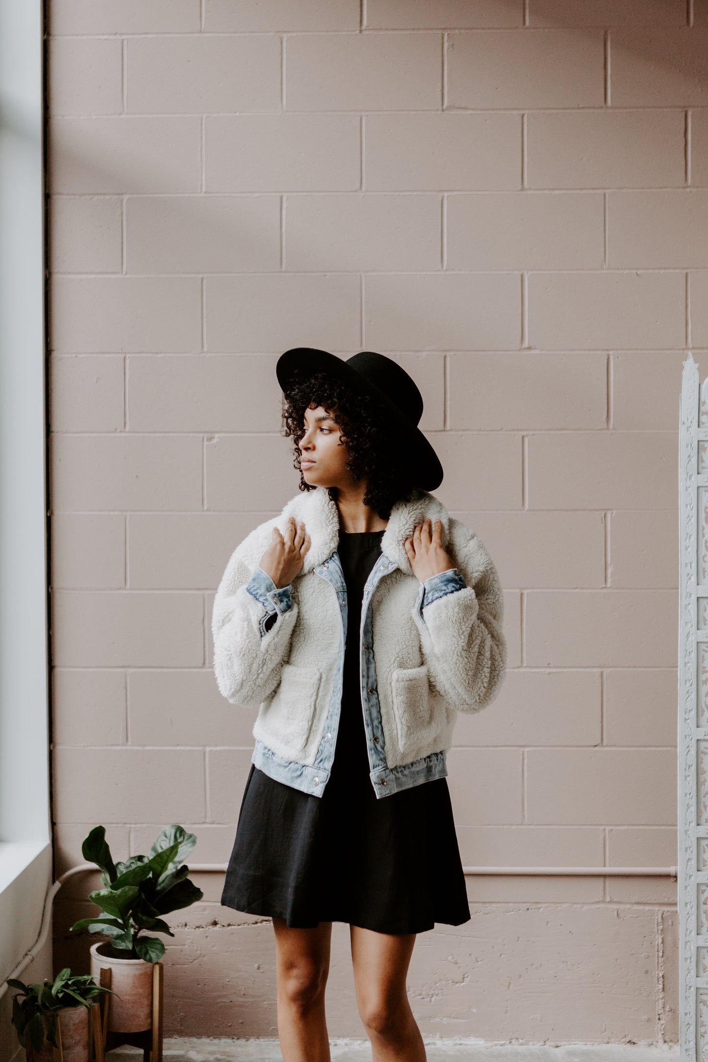 reversible denim jacket with sherpa lining