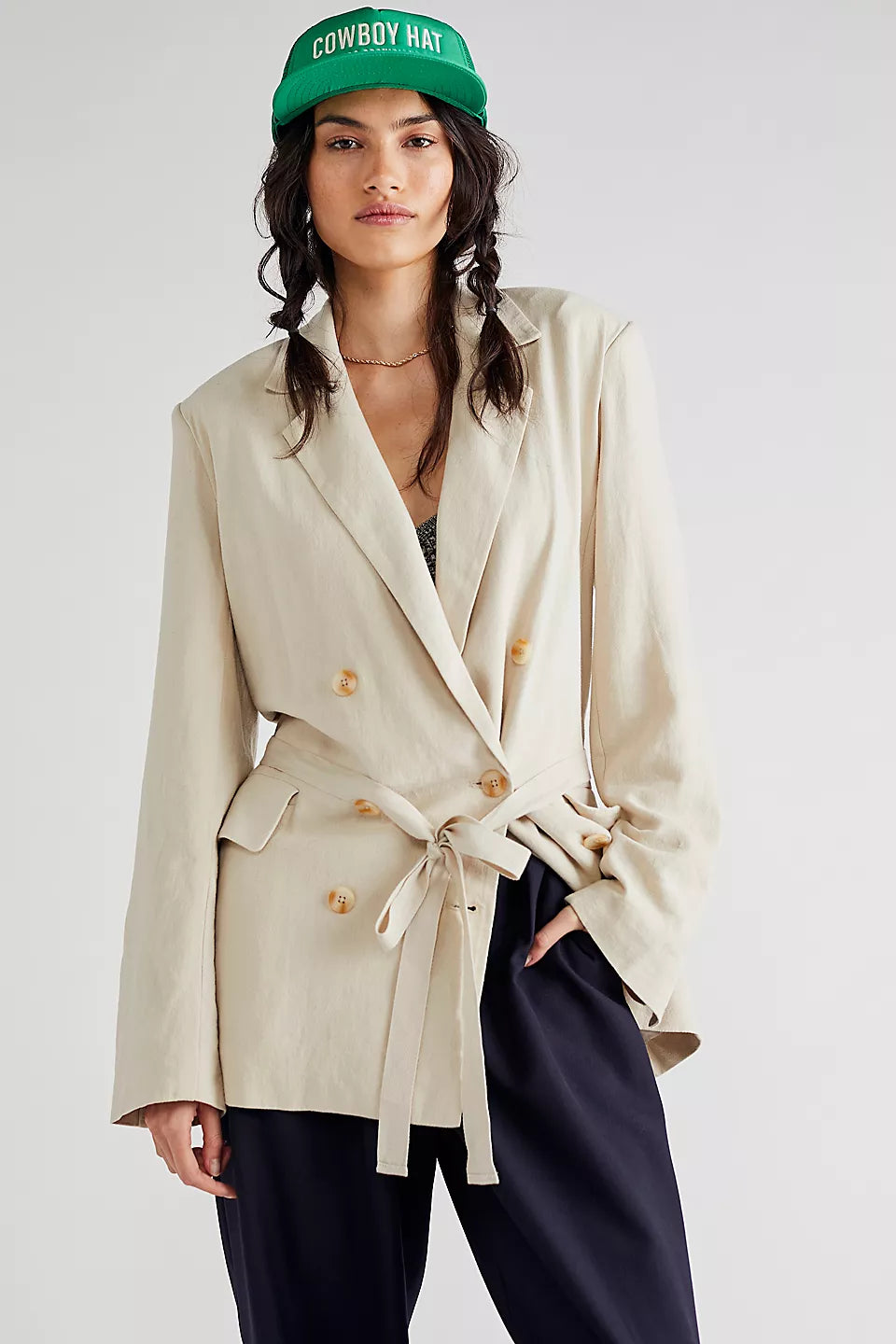 free people oversized tan blazer