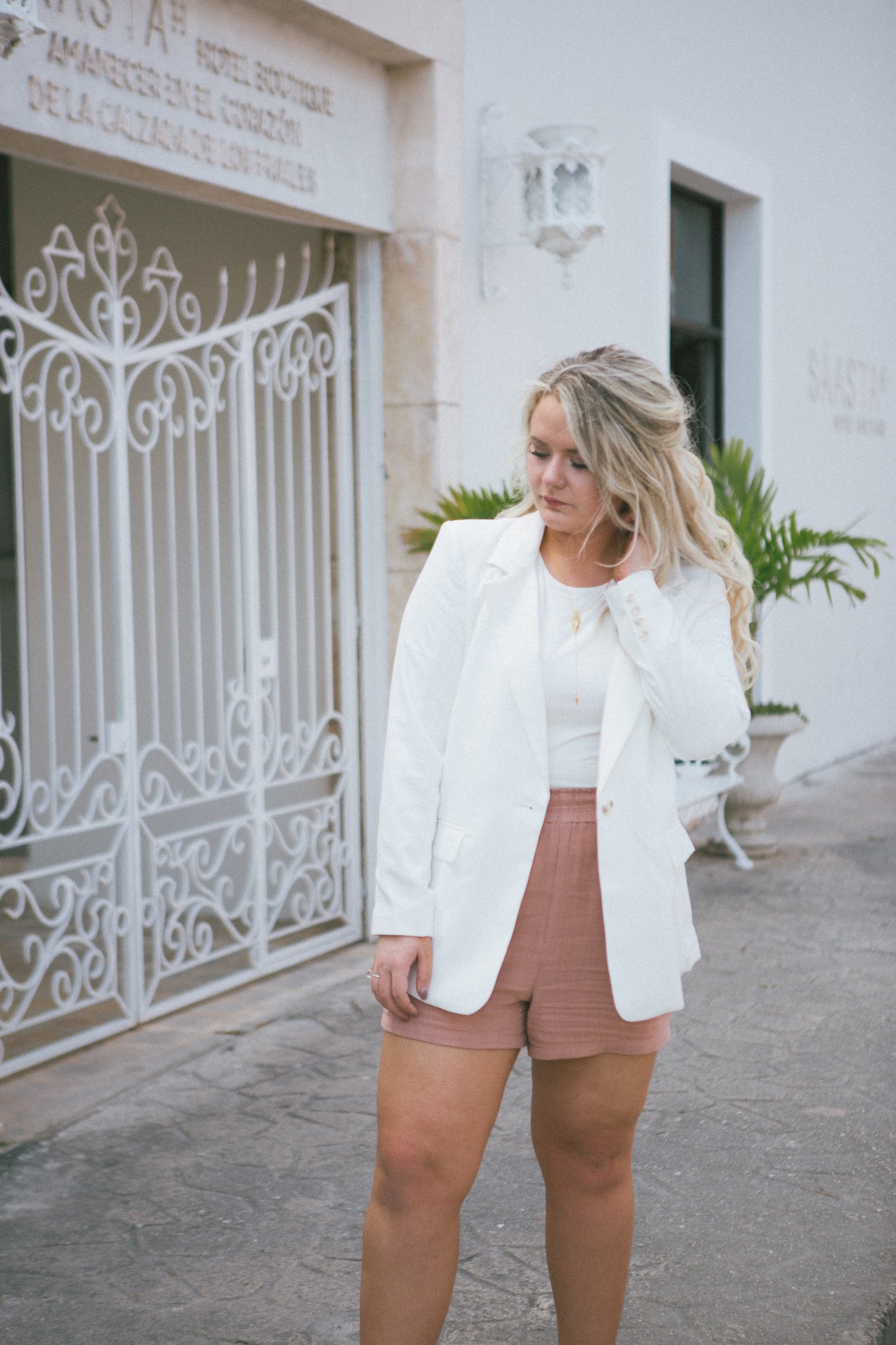 soft blush pink shorts