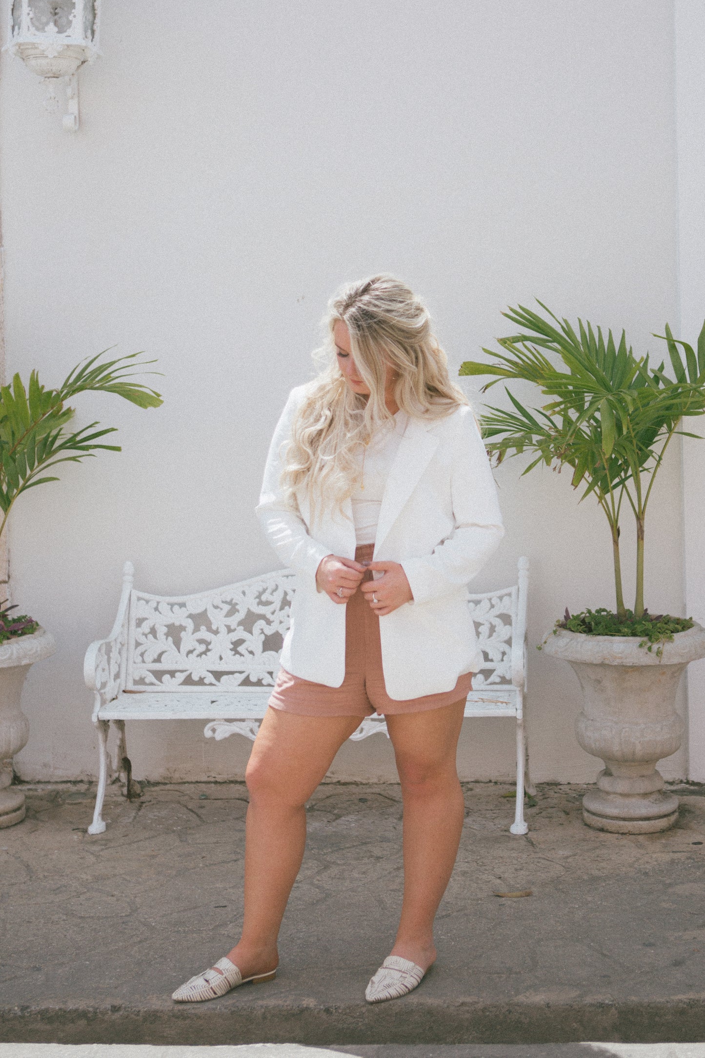 soft blush pink shorts