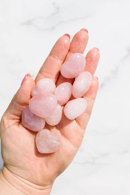 Rose Quartz Reiki Crystal Hearts - Small - Shop Wild Ivy