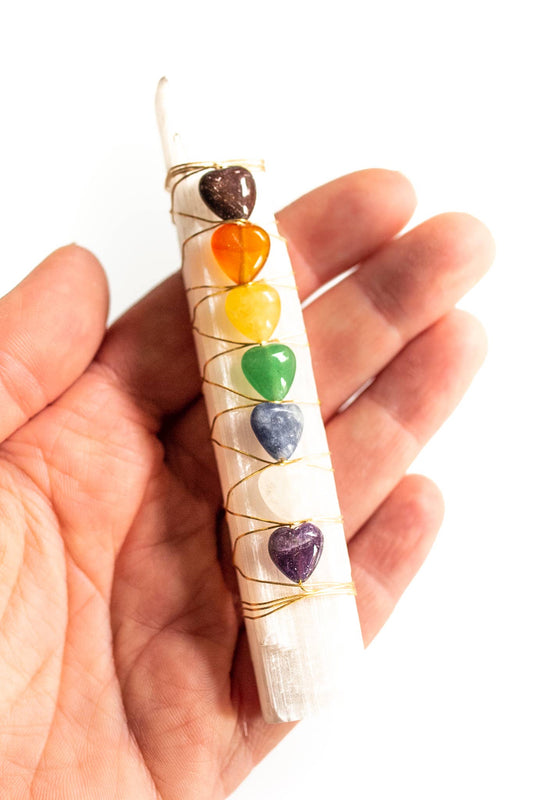 Chakra Heart Selenite Wand - Shop Wild Ivy