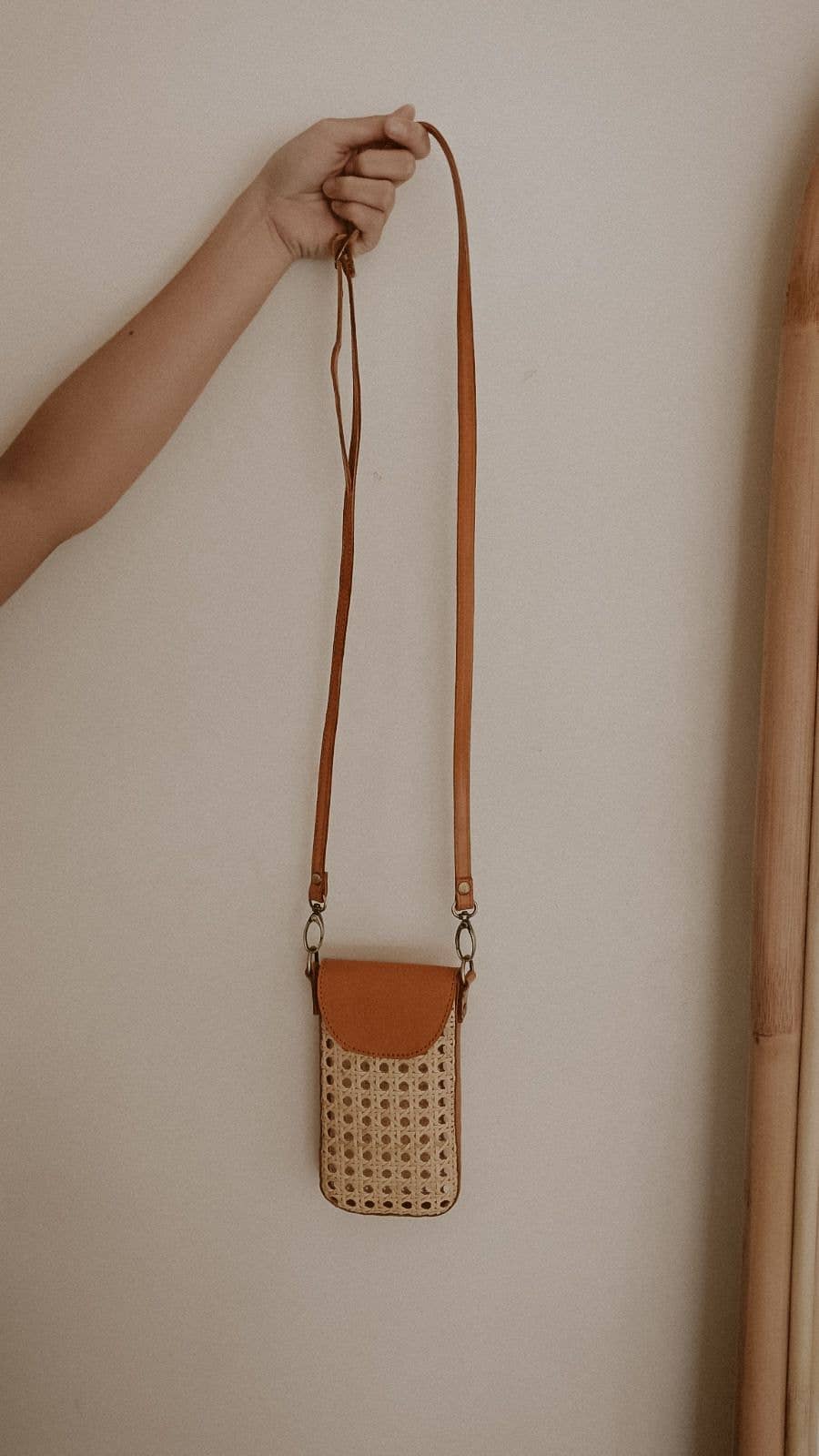 Nia Leather and Cane Phone Sling - Shop Wild Ivy