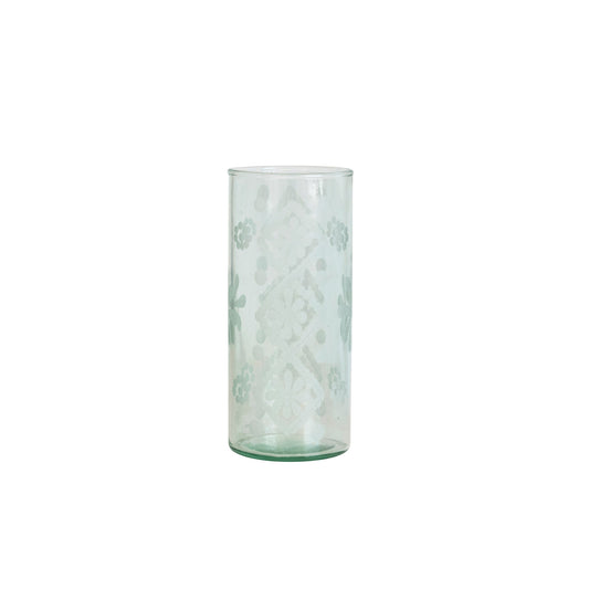 Recycled Etched Glass Hurricane/Vase - Shop Wild Ivy