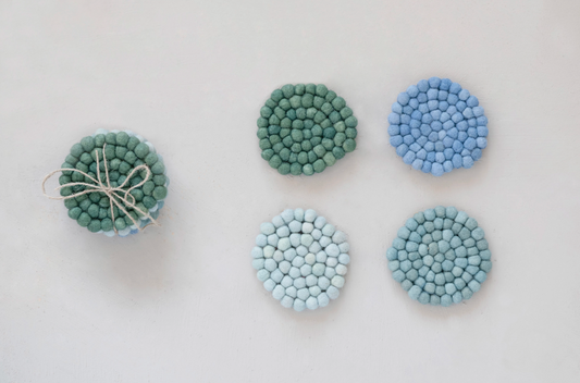 Handmade Wool Felt Coasters in Sea Colors - Shop Wild Ivy