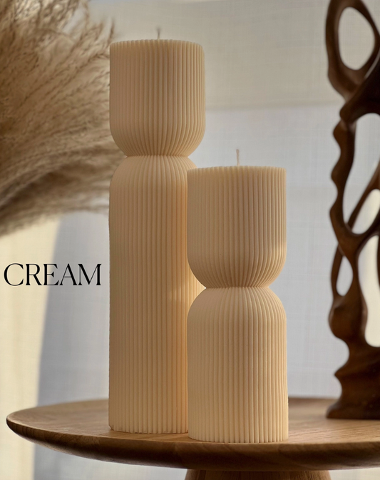 Ribbed Hourglass Pillar Candle Set of 2 - Shop Wild Ivy