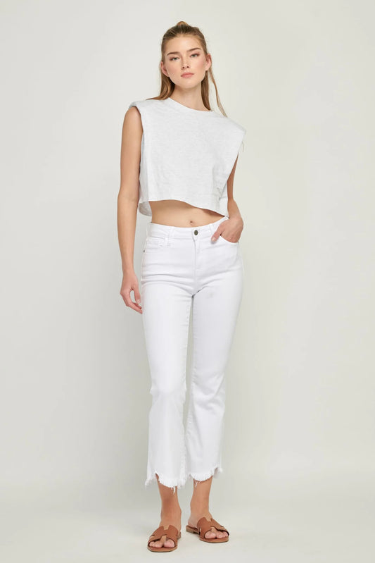 white stretchy pants, white denim, detailed white pants, 